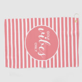 ゴルフビーズオンリーコーラルホワイトストライプタイポグラフィ ゴルフタオル (横)