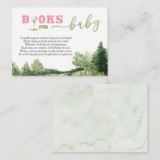 ゴルフピンクガール赤ちゃんシャワーPar-Tee本ベビー エンクロージャーカード (正面/裏面)