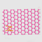 ゴルフピンクモダンホワイトオレンジイニシャルスポーツゴルフ ゴルフタオル (横)