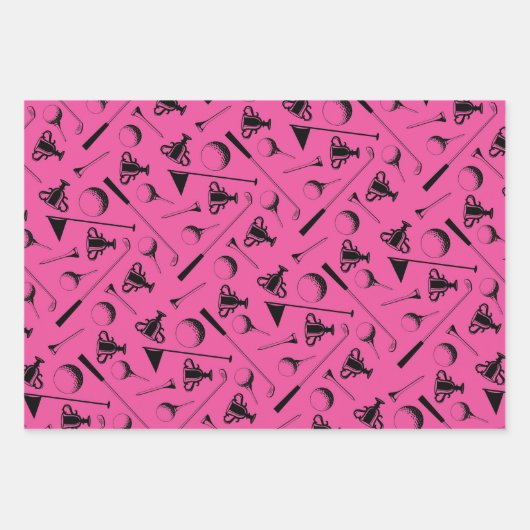 ゴルフピンクレ名門私立校風のディースゴルフボールティーズ ラッピングペーパーシート (正面3)