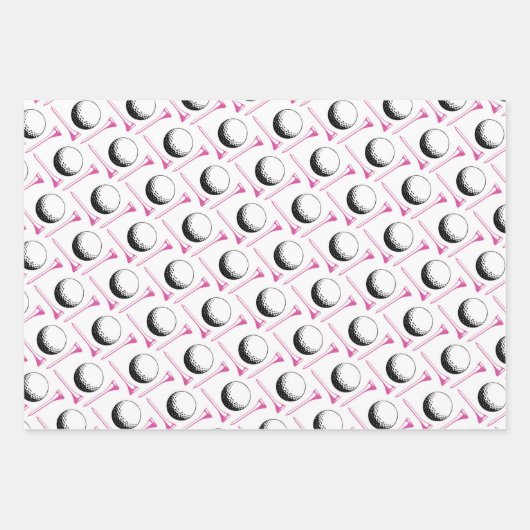 ゴルフピンクレ名門私立校風のディースゴルフボールティーズ ラッピングペーパーシート (正面)
