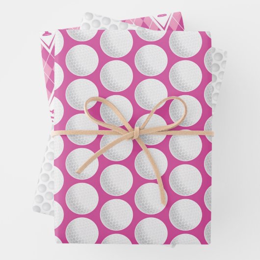 ゴルフピンクレ名門私立校風のディースゴルフボールトロフィーおもしろい ラッピングペーパーシート (インサイチュ)