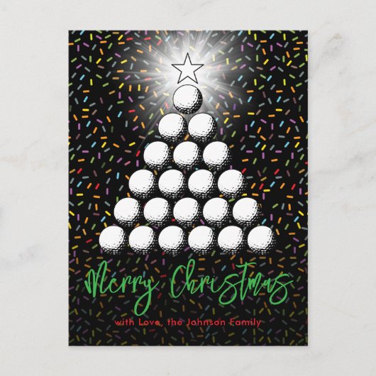 ゴルフファミリーのクリスマスデザイン シーズンポストカード (正面)