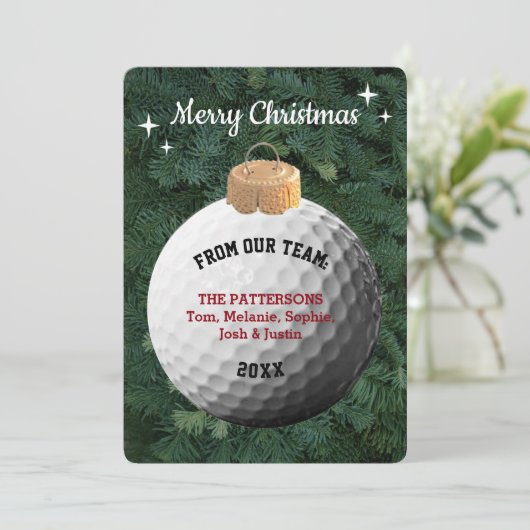 ゴルフファンパーソナライズされたオーナメントクリスマスカード サンキューカード