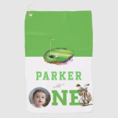 ゴルフファースト誕生日かわいいパーソナライズされた写真 ゴルフタオル (正面)