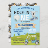 ゴルフファースト1歳の誕生日パーティー 招待状 (正面/裏面)