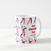 ゴルフファ最高のンおばあちゃんパーソナライズされたEVER USAフラグ コーヒーマグカップ (正面右)