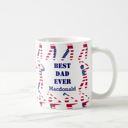 ゴルフファ最高のンパパEVERパーソナライズされた USAフラグ コーヒーマグカップ (右)