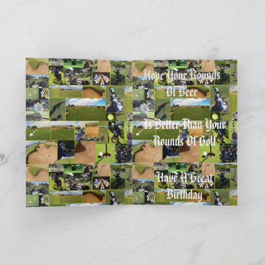 ゴルフフォトコラージュおもしろい誕生日 カード (内部)