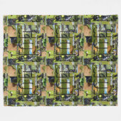 ゴルフフォトコラージュとロゴ、大 フリースブランケット (正面(横))