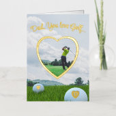 ゴルフフォトフォイルハートフレーム父の日カード 箔グリーティングカード (正面)