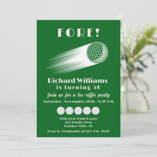 ゴルフフォーティーリフフィックグリーン50th誕生日パーティー 招待状 (スタンド正面)