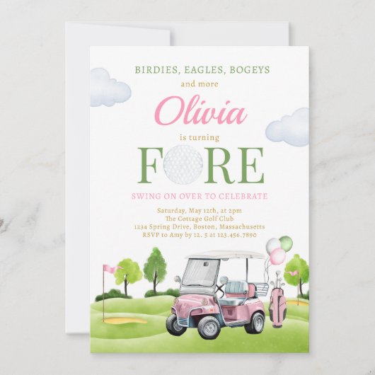 ゴルフフォー誕生日ガールゴルフ4th誕生日パーティー 招待状 (正面)