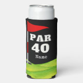 ゴルフフラッグでゴルファーへのゴルフ40th誕生日 スリム缶クーラー (Seltzer正面)