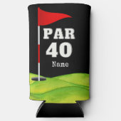 ゴルフフラッグでゴルファーへのゴルフ40th誕生日 スリム缶クーラー (正面)