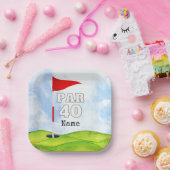 ゴルフフラッグでゴルファーへのゴルフ40th誕生日 ペーパープレート (パーティー)