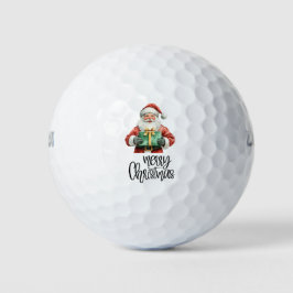 ゴルフフラッグにサンタクロースとメリークリスマス ゴルフボール