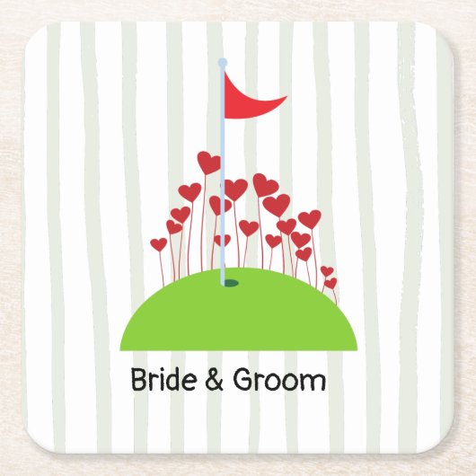 ゴルフフ結婚ラッグゴルファーが大好きなゴルフ スクエアペーパーコースター (正面)