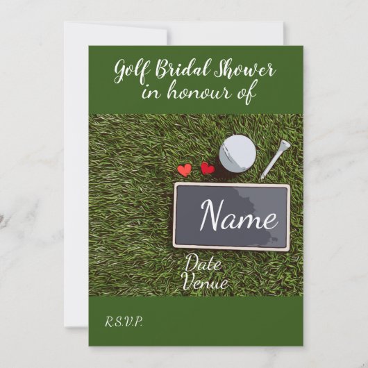 ゴルフブライダルシャワーとラブハート 招待状 (正面)