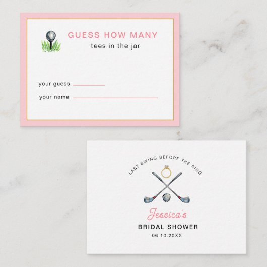 ゴルフブライダルシャワーゲーム エンクロージャーカード (正面/裏面)