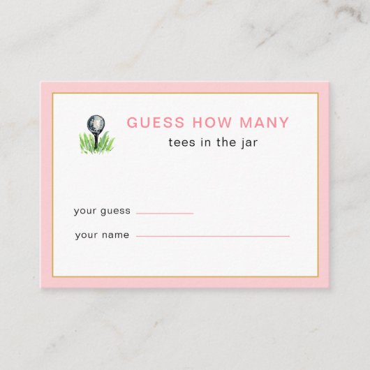 ゴルフブライダルシャワーゲーム エンクロージャーカード (正面)