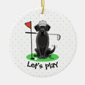 ゴルフブラックラブラドールレトリエバードッグ – かわいい セラミックオーナメント (正面)