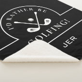 ゴルフブラック&ホワイト私はGolfing Monogramを望む シェルパブランケット (3/4)