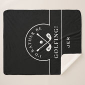 ゴルフブラック&ホワイト私はGolfing Monogramを望む シェルパブランケット (正面(横))