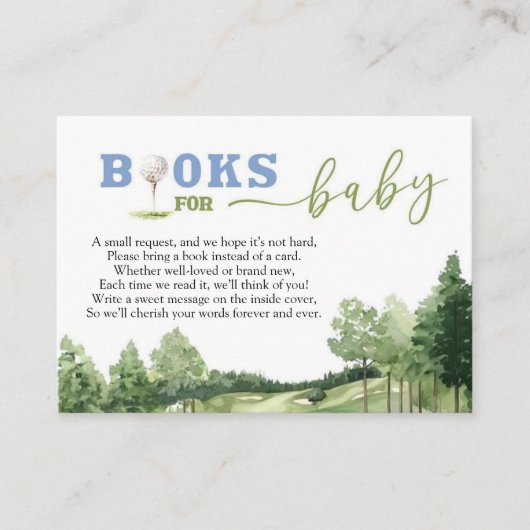 ゴルフブルーボーイ赤ちゃんシャワーPar-Tee本ベビー エンクロージャーカード (正面)