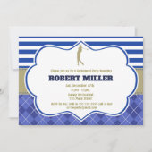 ゴルフブルー金ゴールド大人の退職パーティの招待状 招待状 (正面)