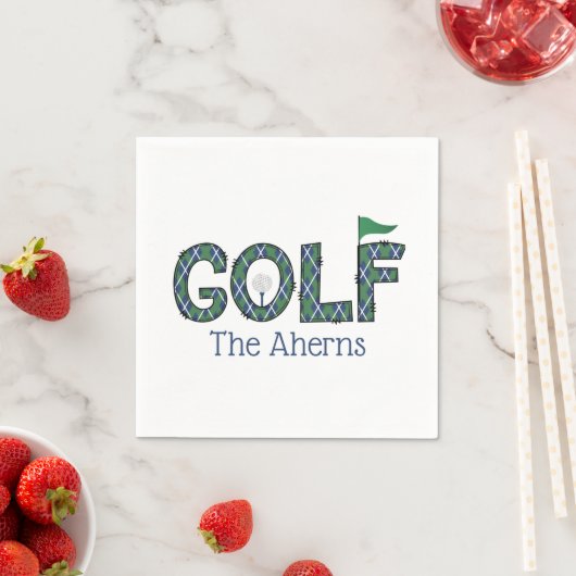 ゴルフブ名門私立校風のルーグリーンアーガイルカスタム スタンダードカクテルナプキン (インサイチュ)