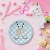 ゴルフプレイドブルーホワイトカントリー名門私立校風のクラブ ペーパープレート (パーティー)