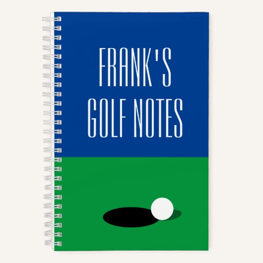 ゴルフプレーパーソナライズされたヤー用スパイラルノート ノートブック (正面)
