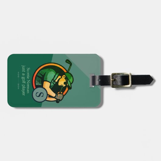 ゴルフプレーモダンヤーレトログリーンラゲージタグ ラゲッジタグ (正面横)