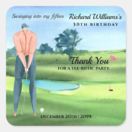 ゴルフプレーヤーが50歳の誕生日にスイングする スクエアシール