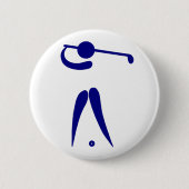 ゴルフプレーヤーの青く白いスポーツは、文字および色を加えます 缶バッジ (正面)