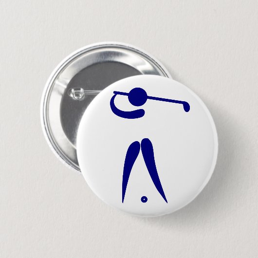 ゴルフプレーヤーの青く白いスポーツは、文字および色を加えます 缶バッジ (正面&裏面)