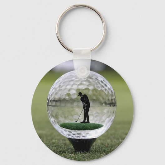 ゴルフプレーヤーを内装したガラスゴルフボール キーホルダー (正面)