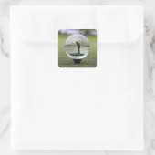 ゴルフプレーヤーを内装したガラスゴルフボール スクエアシール (バッグ)