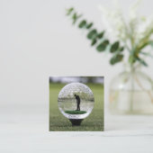 ゴルフプレーヤーを内装したガラスゴルフボール スクエア名刺 (スタンド正面)