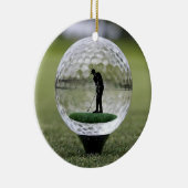 ゴルフプレーヤーを内装したガラスゴルフボール セラミックオーナメント (右)