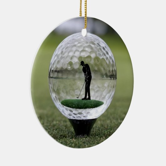 ゴルフプレーヤーを内装したガラスゴルフボール セラミックオーナメント (右)