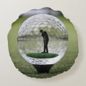 ゴルフプレーヤーを内装したガラスゴルフボール ラウンドクッション (裏面)