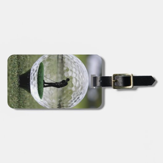 ゴルフプレーヤーを内装したガラスゴルフボール ラゲッジタグ (正面横)