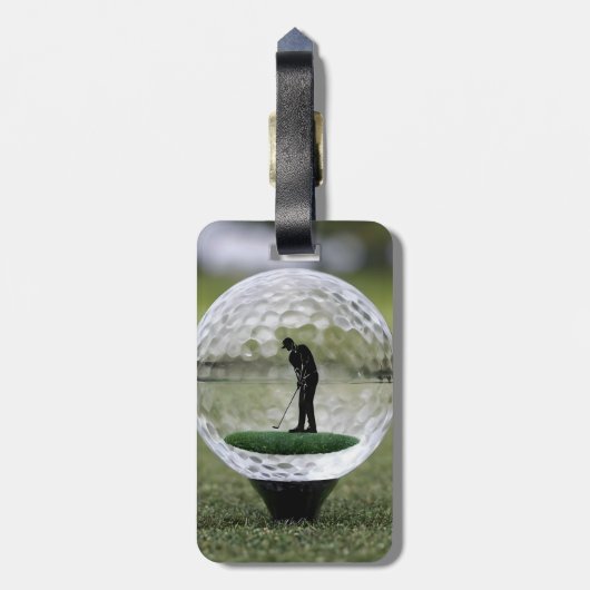ゴルフプレーヤーを内装したガラスゴルフボール ラゲッジタグ (裏面縦)