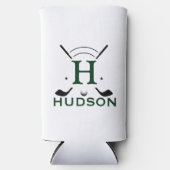 ゴルフプレーヤーイニシャル名カスタムモノグラム スリム缶クーラー (正面)