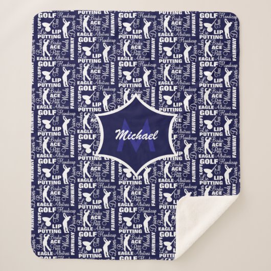 ゴルフプレーヤーカッコいいテーマモノグラムの シェルパブランケット (正面)