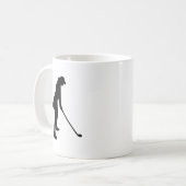 ゴルフプレーヤーガールシルエットデザイン コーヒーマグカップ (正面左)