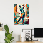 ゴルフプレーヤーキュビストポスター ポスター (ホームオフィス)