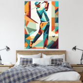 ゴルフプレーヤーキュビズムのキャンバス印刷 キャンバスプリント (インサイチュ (寝室))